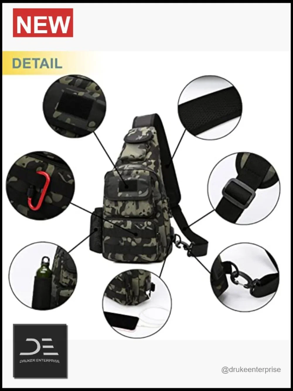 Tactical Shoulder Bag 1000D MOLLE Military Backpack Daypack Chest Pack